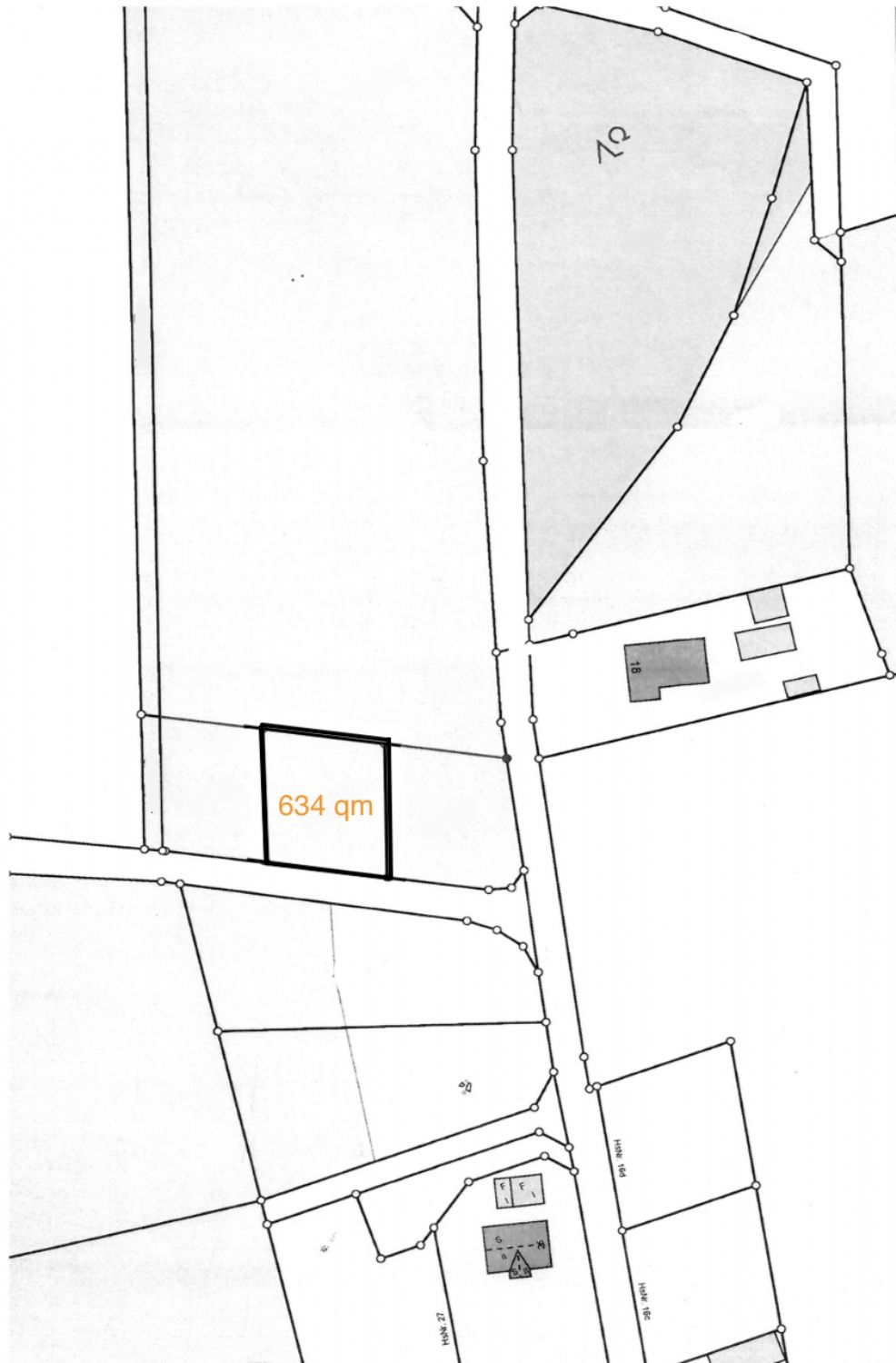 Flurkarte vom ca. 634 qm Grundstück in Ortsrandlage