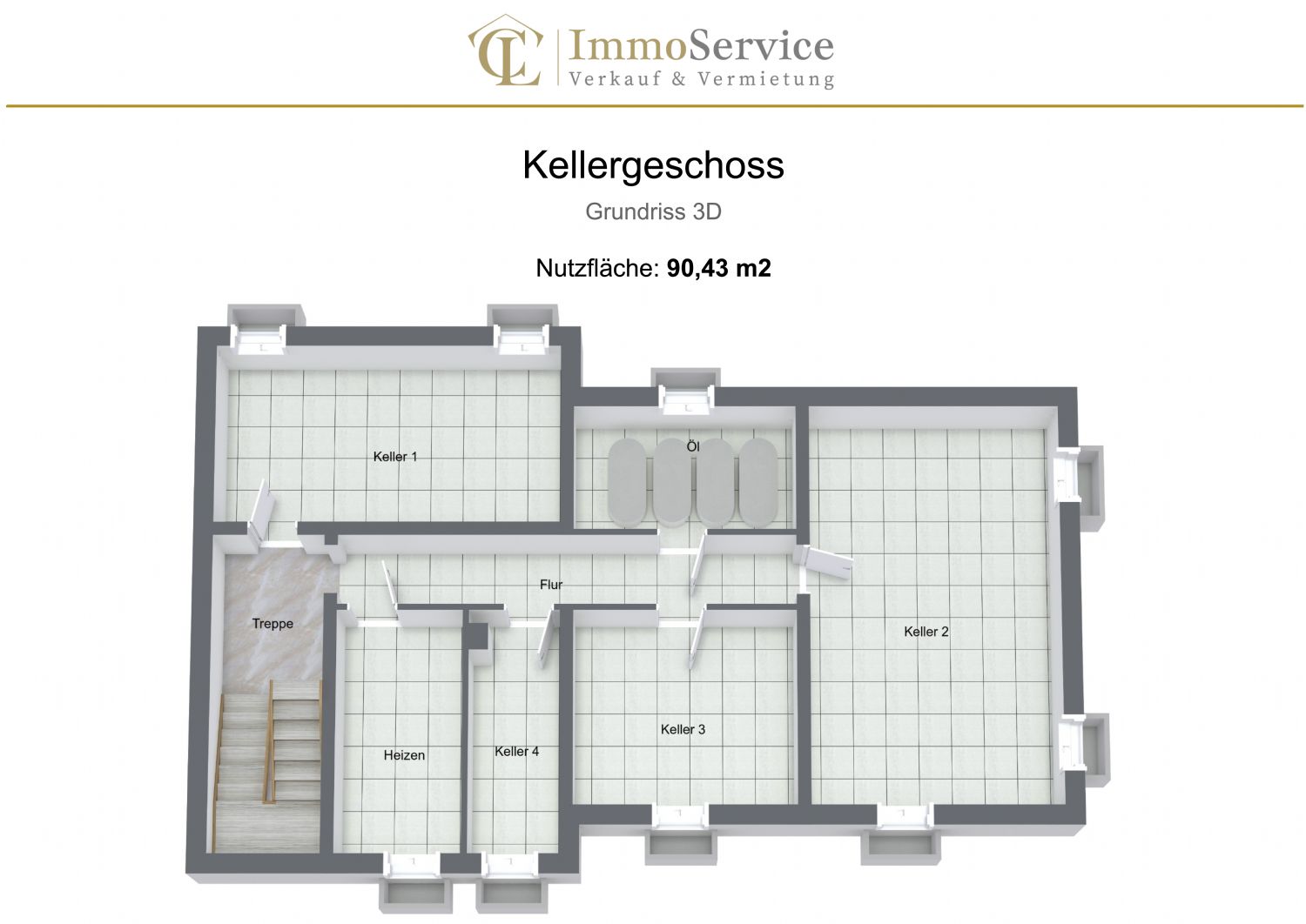 Grundriss: Keller- Untergeschoss des 3-Familienhaus /. Mehrfamilienhaus
