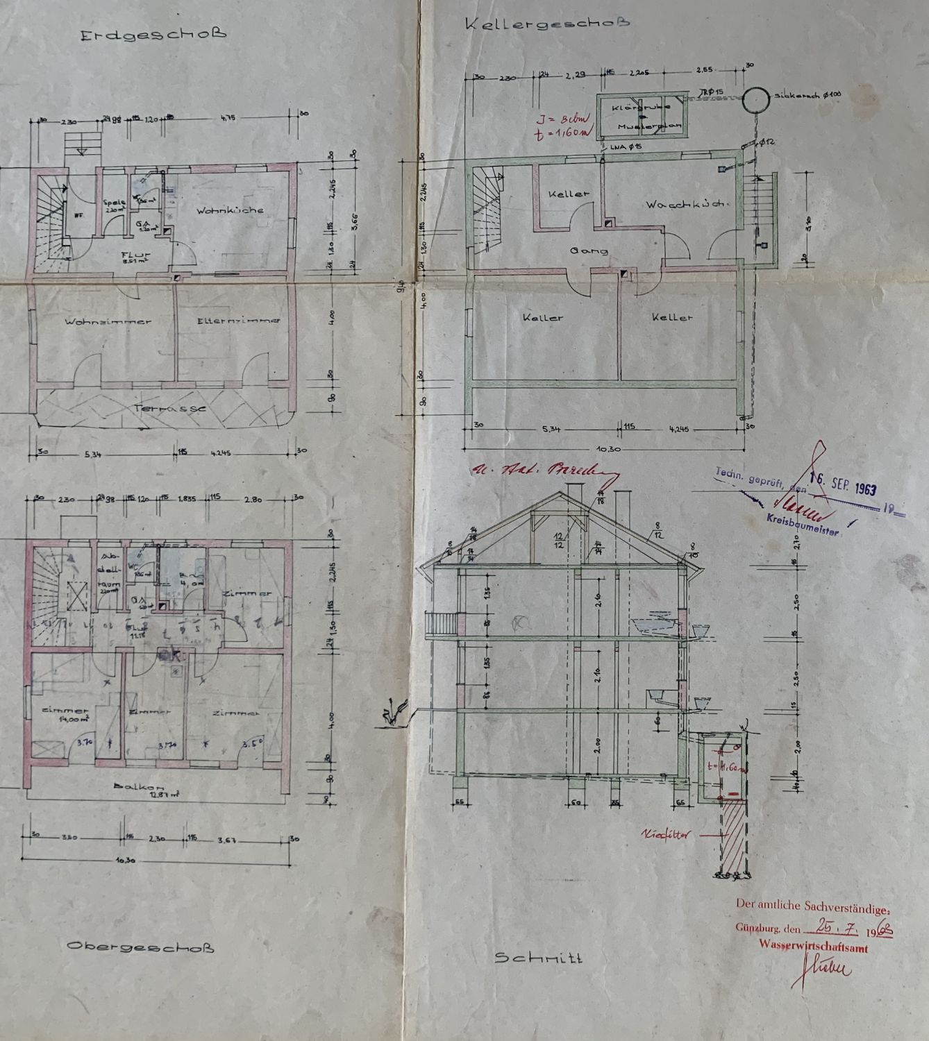 Bauplan aus dem Baujahr 1963